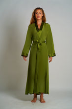 Load image into Gallery viewer, KIKI ROBE 100% SILK OLIVE
