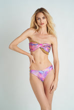 Load image into Gallery viewer, MIA Bikini Top Pink Swirl Gold Lace
